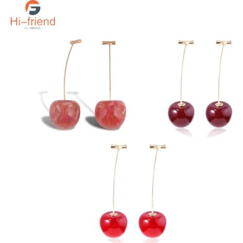 Anime JoJos Bizarre Adventure Earrings Geometric Cherry Pendant Long Earrings for Women Man Cosplay Prop Party Jewelry Gift