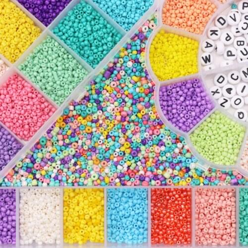 Czech Glass Seed Beads Kit with Jewelry Making Beads Jump Rings Pearl Alphabet Letter Beads for Earring Bracelet Making