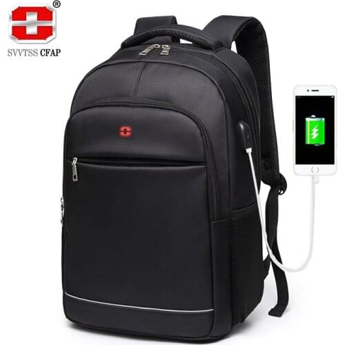 Charging Usb men backpack schoolbag for teenager boy laptop 15.6 inch Black Back pack Male School Bag Casual College bagpack