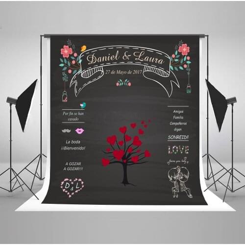VinylBDS Wedding Blackboard Photography Backdrops Heart Love Backdrops Custom Backdrops for Wedding Background Photo Studio