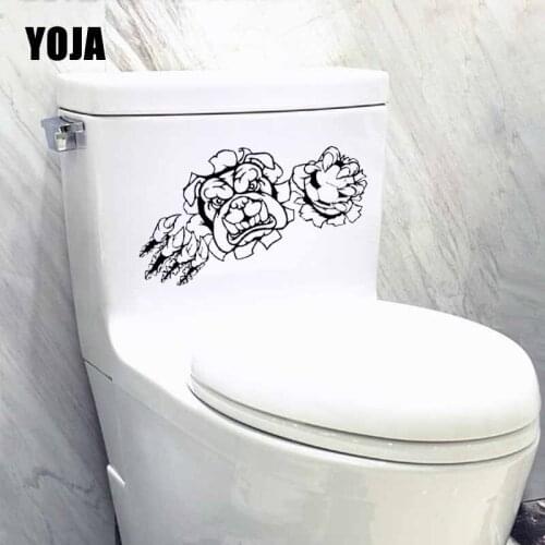 YOJA 22.6X11.9CM Wall Decal Angry Dog Pet Sports Ball Claws Toilet Sticker Bedroom Home Decor T5-1545