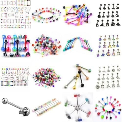 Body Jewelry Sexy Jewelry Colorful Assorted Ball Tongue Nipple Bar Ring Barbell Piercing Tongue Body Jewelry Wholesale