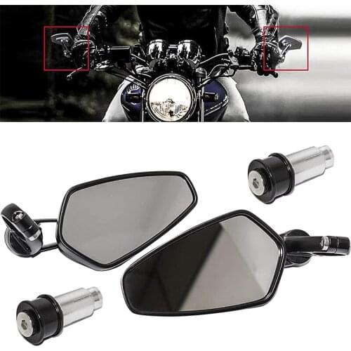 Motorcycle Bar End Mirrors 7/8" 22mm Universal Handlebar End Rear View Side Mirror Compatible with GROM MXS125 CB500F MT-03/07
