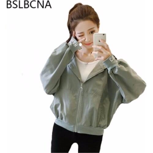 2020 Autumn Coat Female New Korean Style Clothes Students Print Loose Bat Sleeve Casual Hooded Plus Size Short Jacket Women A407