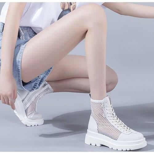 Koovan Womens Martin Boots Female Summer 2021 Net Surface Hollow Cool Short Sandals Sponge Spring Autumn Single Boots Girls