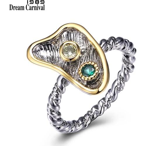 DreamCarnival1989 Super Cute Fashion Rings Women Twisted Band Green Olivine Zirconia Hot Sale Girls Female Jewelry WA11606