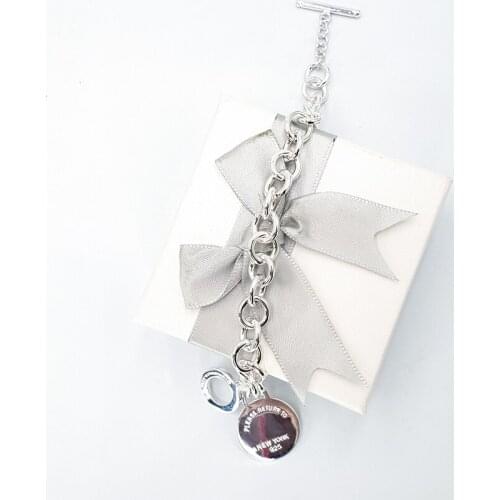 Sterling Silver Bracelet Ladies Round Pendant Personality Luxury Brand 925 Silver Jewelry Popular in 2021