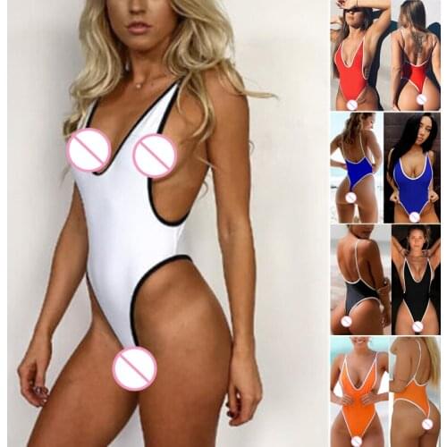 Sexy One Piece Swimsuit Women Swimwear Thong Monokini Swimsuit High Cut Waist Backless Bathing Bodysuit Swimming Suit For Women