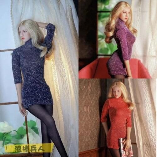 1/6 Female Sparkling Skirt Dress Soldier Clothes Model Fit 12'' Action Figure Body in stock