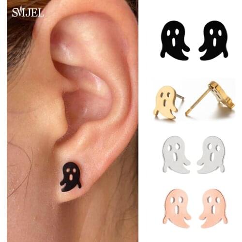 2021 Stainless Steel Earrings Geometric Women Men Hip hop Black Scorpion Ghost Stud Earring Fashion Dinosaur Jewelry Best Gift