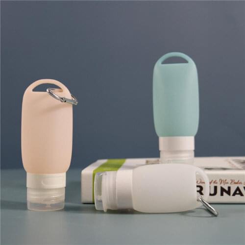 40/60ml Travel Bottle Silicone Refillable Bottles Squeezable Travel Tube With Keychain Hook Empty Lotion Shampoo Bath Container