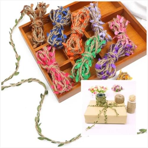 5M Rope Burlap Ribbon Artificial Leaf Natural Hessian Jute Twine DIY Craft Vintage For Home Wedding Party Decoration