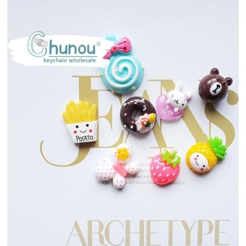 8PCS Cute Simulation Fruit Charms for Jewelry Making Strawberry Apple Pineapple Lollipop Earrings Keychain Pendant Wholesale