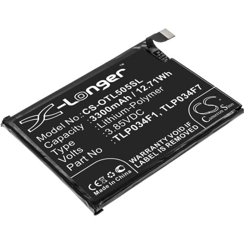 CS 3300mAh / 12.71Wh battery for Alcatel 5039D, 5053K, 5053Y, Alcatel 3 2019, Alcatel 3L 2019 TLP034F1, TLP034F7