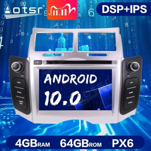 Android 10.0 PX6 4GB+64GB DSP Car DVD Player Multimedia Player for Toyota Yaris 2005-2011 Auto Stereo GPS Navigation Head Unit