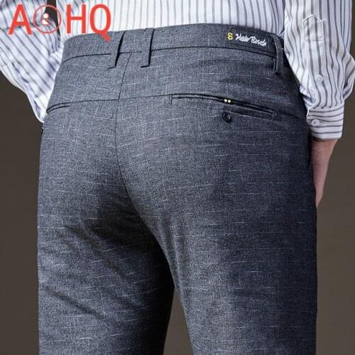 2021 Summer Korea Style Casual Pants Men Regular Fit Clothing Black Cotton Mens Clothing Office Formal Trousers for Man