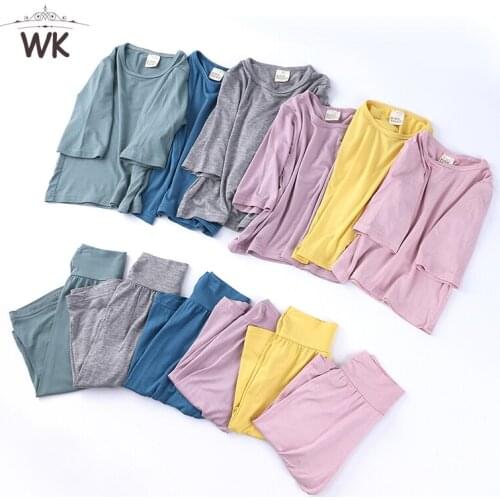 Children Pajamas 2pcs set half Sleeve solid Kids Sleepwear Baby Girl Sleep Suits summer Pajamas Pyjamas Boy Nightwear set JT410