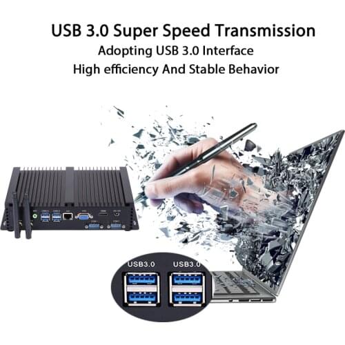 Fanless Industrial PC,Mini Computer,Windows 10,Intel Celeron 1007U,[HUNSN MA04I],(Dual WiFi/VGA/HD/7USB2.0/LAN/2COM)