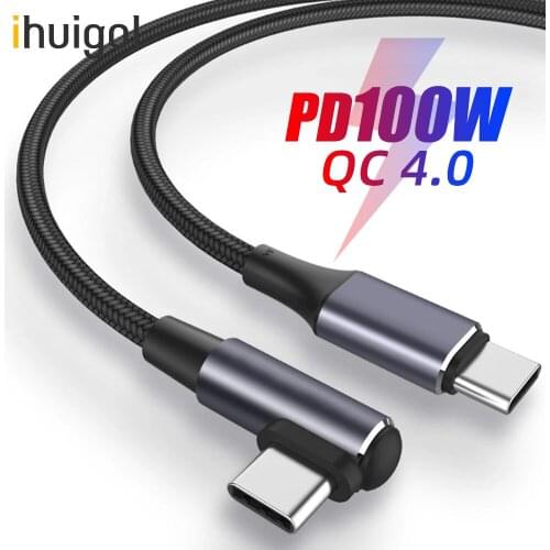 Ihuigol 100w USB C to Type C Cable PD Fast Charging QC 4.0 Quick Charge Data Cord for For Macbook Pro Xiaomi Redmi Note9 Samsung