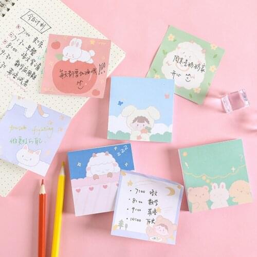 Kawaii Cartoon Self-adhesive Notes Memo Pad Cute Loose Leaf Sticky Notes Student Notepad Office School Stationery Supplies 02214