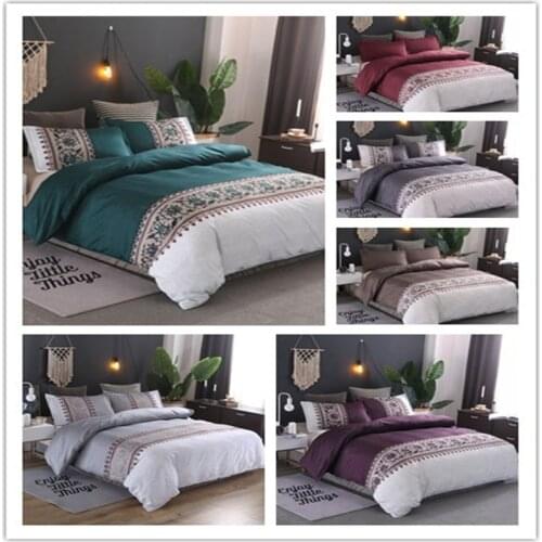 Emboidery orchid pattern duvet cover set king queen double full single size bed linen set