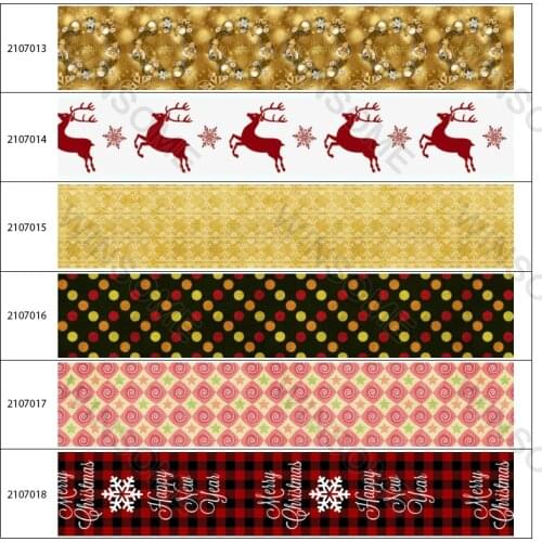Christmas Printed Grosgrain Ribbon 5Yards DIY Hair Bow Handmade Material Headdress