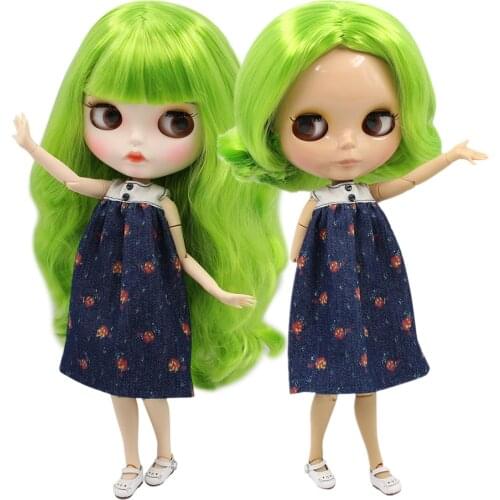 ICY DBS Blyth doll 1/6 BJD bright green hair joint body white skin matte face tan skin shiny face 30cm toy