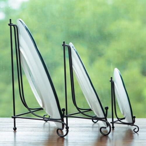 Metal Display Stand with Handicraft Decorative Base Kitchen Tray Storage Rack for Artwork Photos Books Plates