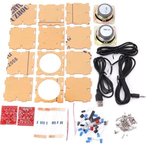 Free shipping Mini 3W Speaker Box DIY Kit With Transparent Shell Computer Audio Electronic Components