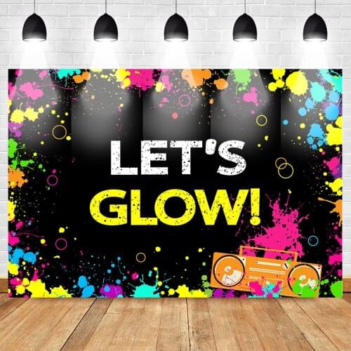 MOCSICKA Graffiti Background Birthday Retro Recorder Lets Glow Splatter Photography Backdrops Studio Shoots Backgrounds