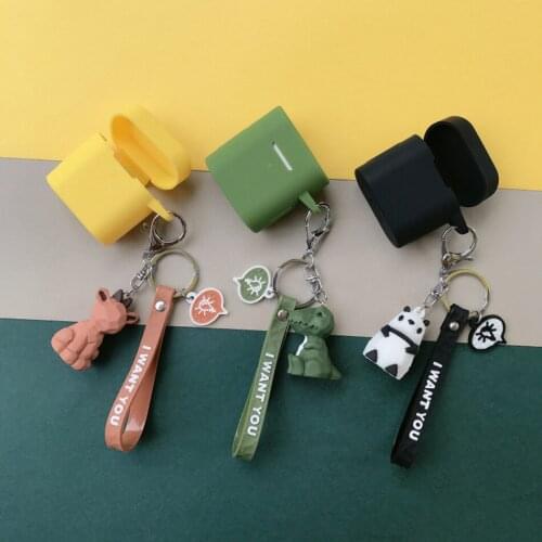 Cartoon Panda case for JBL tune 220 /tune 225 Case funny dinosaur/ fox keychain Silicone Earphones Cover for JBL t220 case