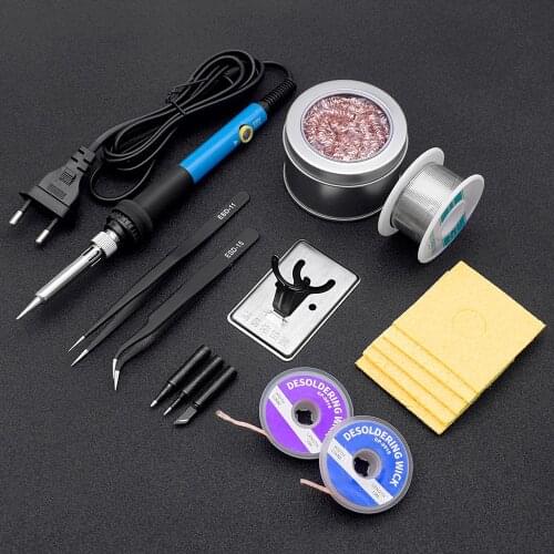 1 Set 60W Electric Soldering Iron Kit Handle 110V/220V Welding Solder Station Rework Heat Tip Repair Tool Adjustable Temperature
