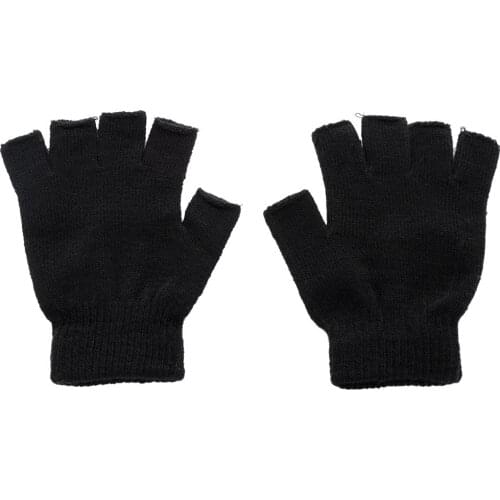 New Men Black Knitted Fingerless Gloves Autumn Winter Outdoor Stretch Elastic Warm Half Finger Cycling Gloves