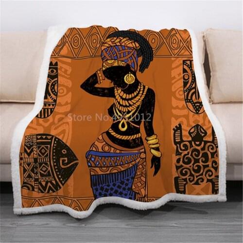New African Woman Dance Culture Vase Blanket Flannel Fleece Blanket for Kids Girl Couch Soft Plush Bedspreads Dreamlike Style