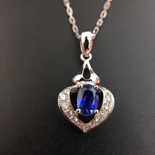 0.691ct+0.144ct 18K White Gold Natural Sapphire and Pendant Necklace Diamond inlaid 2016 Factory Direct New Arrival Fine Jewelry