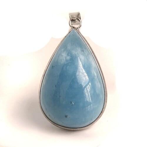 Genuine Aquamarinea Gem Real Natural Ocean Blue Aquamarln Pendant Necklace For Woman Man CBA Beads Stone Jewelry DIY Gift BF162