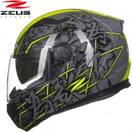 2019 New ZEUS Double Lens Fully covered Motorcycle Helmet Full Face Motorbike helmets mad of ABS with PC Visor Lens 6 colors