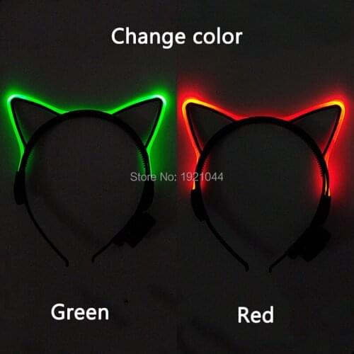 Change Color LED Light up Headband Glow Led Neon Glowing Headwear Lovely Cat Shape Headband for Lady Girls Glow Party Supplies