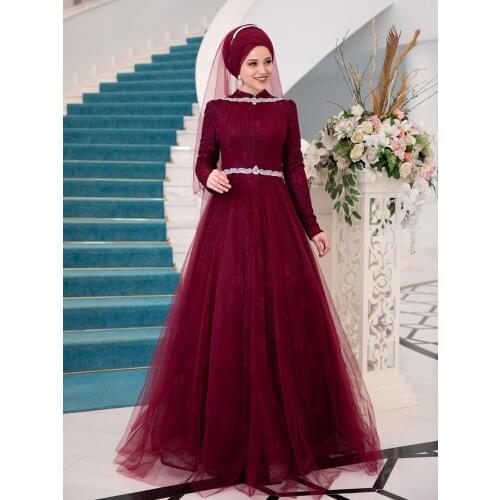 Women Evening Dress Puffy Special Occasion Engagement Wedding Hijab Abaya Made in Turkish Custom Design Luxury Stylish Modern