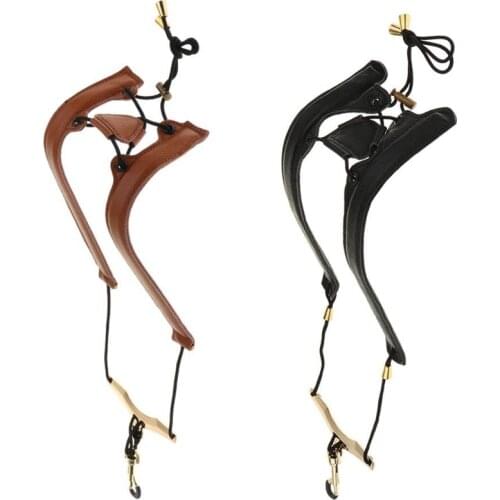 Adjustable Leather Saxophone Shoulder Neck Strap with Buckle Width 24Mm for Sax Players Music Lovers