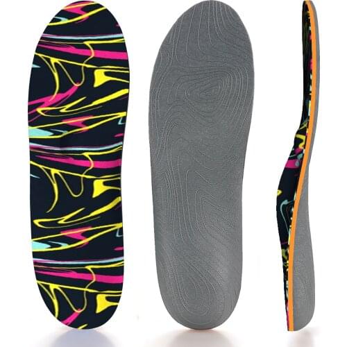 Colorful Stripe High Arch Support Insole Ease Foot Pain Plantillas Fascitis Plantar Orthopedic Insoles for Men and Women