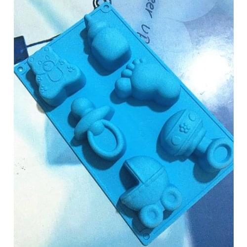 6 Cavity Baby goods shape Silicone soap mold handmade Chocolate Fondant cake mould Baking mold DIY Decoration tools