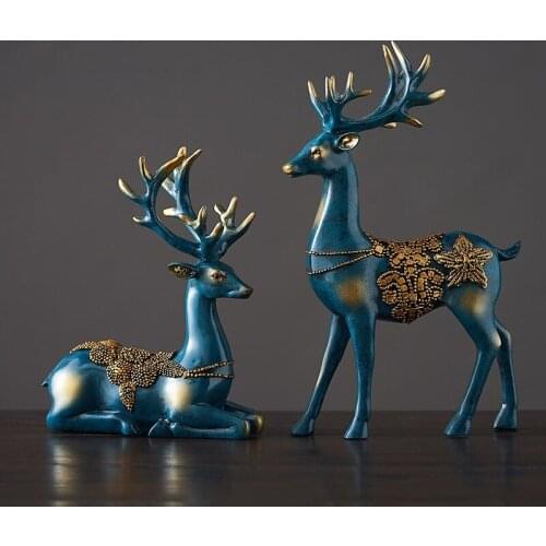 MODERN LUXURY RESIN DEER ORNAMENTS HOME LIVINGROOM FIGURINES DECORATION OFFICE COFFEE BAR DESKTOP FURNISHING CRAFT WEDDING GIFTS