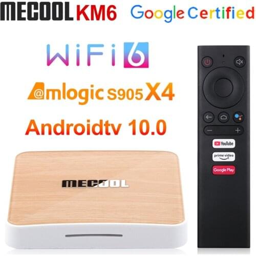5pcs Mecool KM6 Amlogic S905X4 TV Box Android 10 4GB 64GB Wifi 6 Google Certified Support AV1 BT5.0 1000M Set Top Box