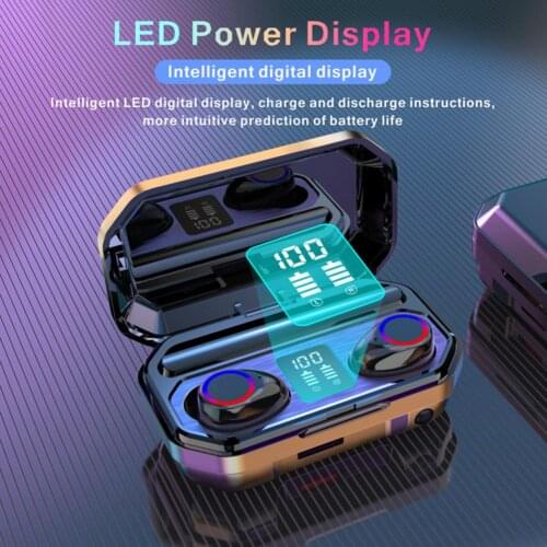 TWS Bluetooth 5.0 Earphones 9D Stereo Earbuds Wireless Headphones Sports Gaming Intelligent Noise Reduction Headset 2200mAh Box