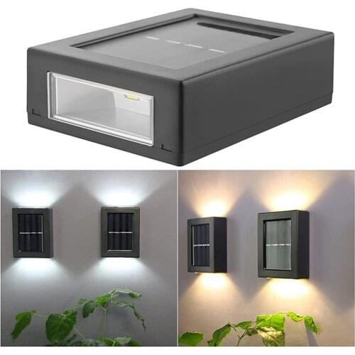 2PCS Outdoor Fence Solar Lights Waterproof Garden Lights Decoration Lighting Upper And Lower Wall Lights Solar Yard Lights