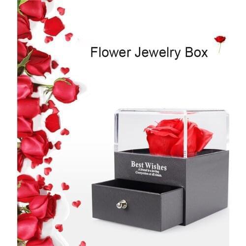 Eternal Rose Flower with Ring Box Beautiful Creative Design jewelry box Gift for Wedding Valentines Day Mothers Day gifts