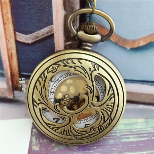 Vintage Hollowed Gold Dial Quartz Pocket Watch Necklace Men Women Pendant Gift for Christmas With Chain