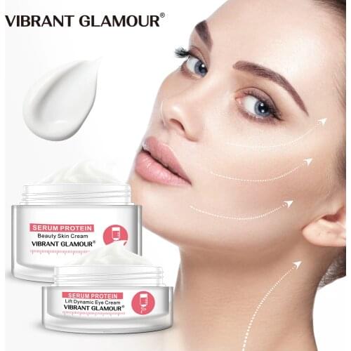 VIBRANT GLAMOUR Serum Protein Face Cream Eye Cream Remover Dark Circle Anti-Wrinkle Against Puffiness Anti-allergy Skin Care Set