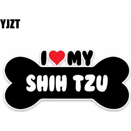 YJZT 15*7.1CM I Heart My Shih Tzu Dog Bone PVC Car Bumper Car Sticker Decals C1-4159